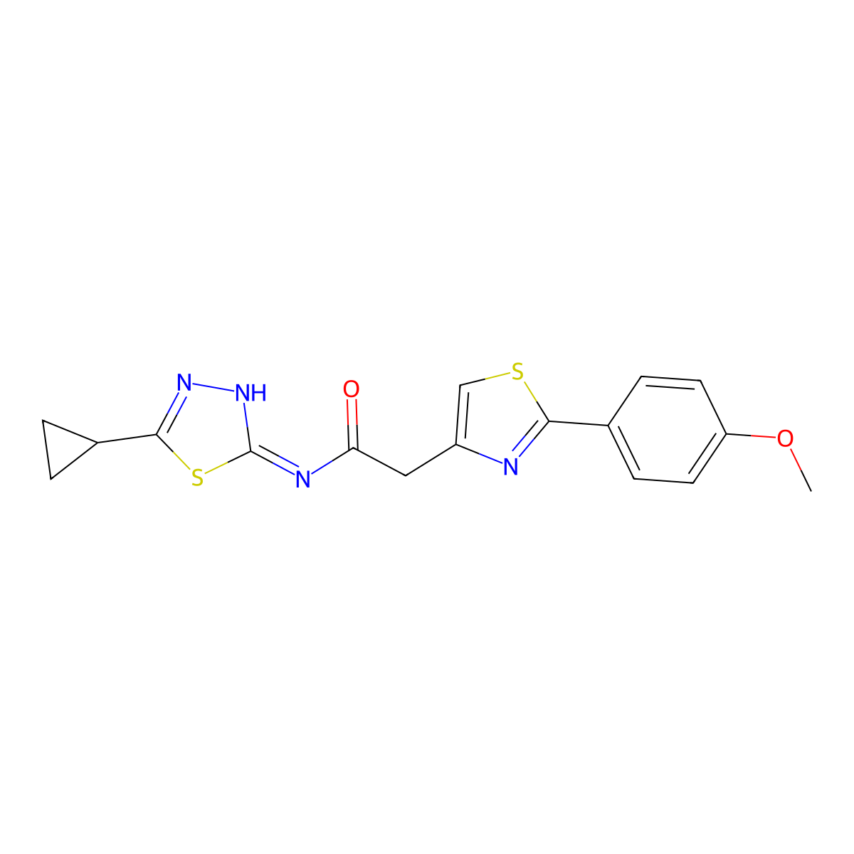 N-(5-cyclopropyl-1,3,4-thiadiazol-2-yl)-2-[2-(4-methoxyphenyl)-1,3-thiazol-4-yl]acetamide molecular structure, CAS 1190281-74-3