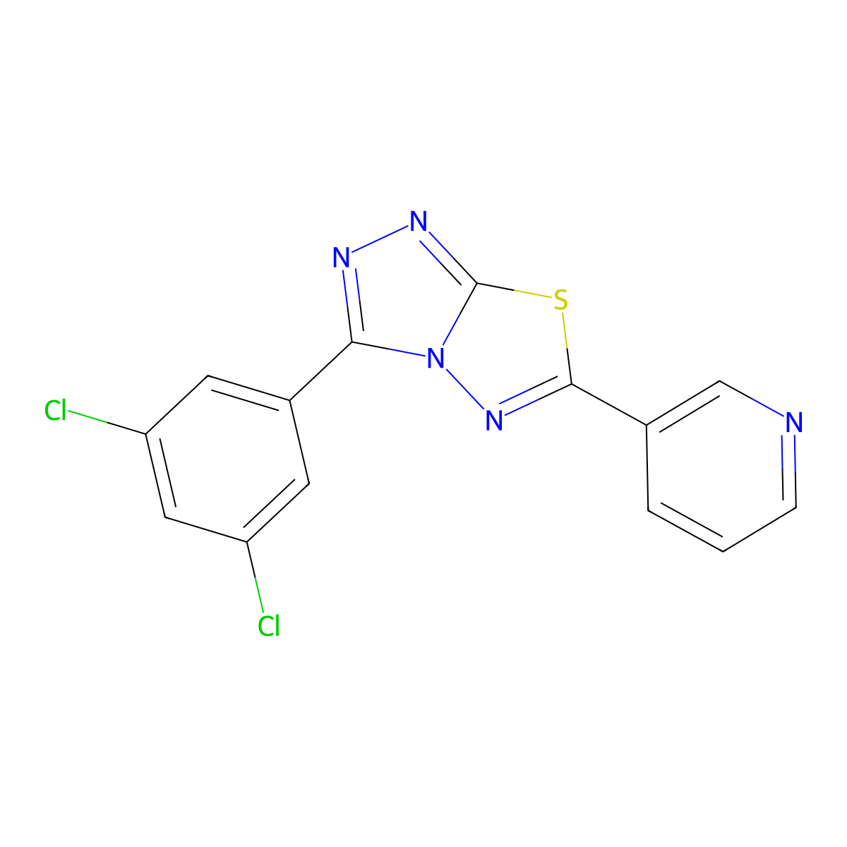 3-[3-(3,5-Dichlorophenyl)-[1,2,4]triazolo[3,4-b][1,3,4]thiadiazol-6-yl]pyridine molecular structure, CAS 1190281-80-1