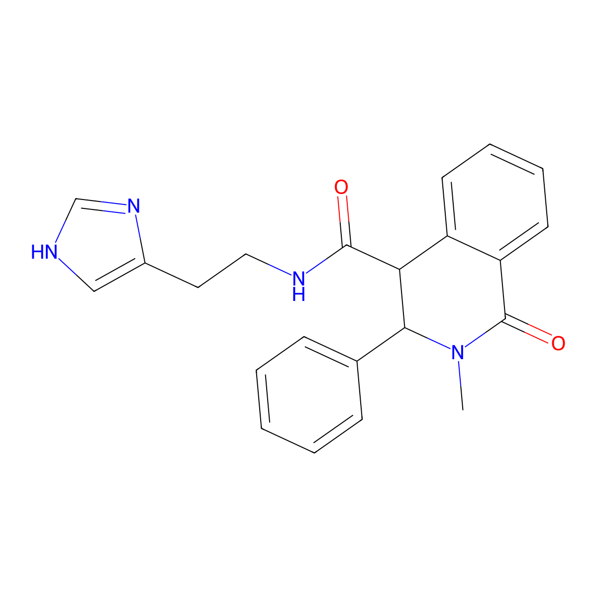 N-[2-(1H-imidazol-4-yl)ethyl]-2-methyl-1-oxo-3-phenyl-1,2,3,4-tetrahydroisoquinoline-4-carboxamide molecular structure, CAS 1190281-93-6