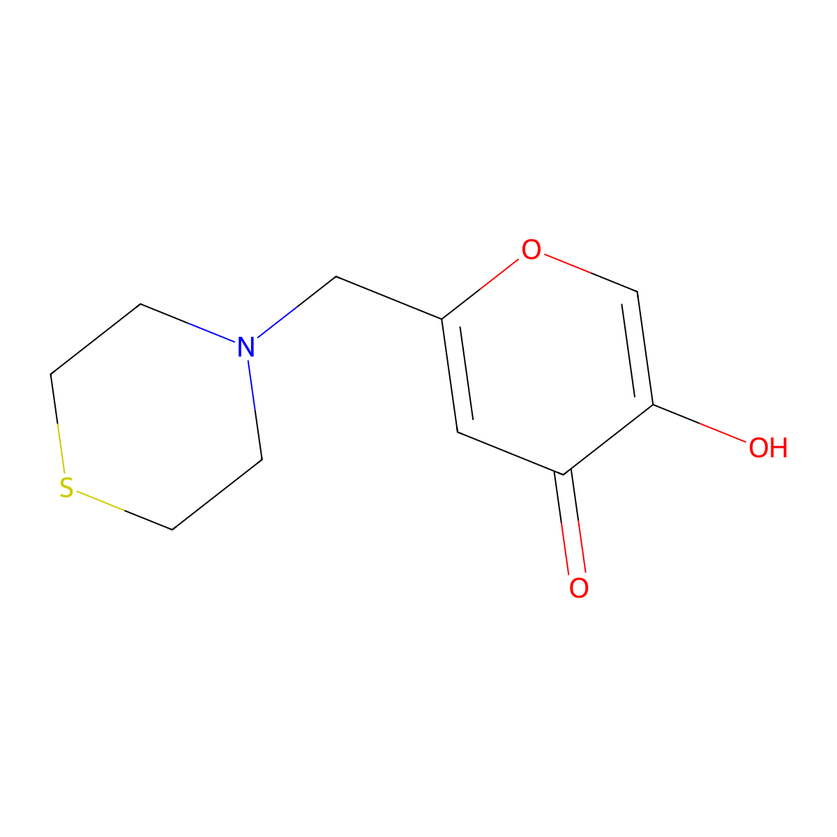 5-Hydroxy-2-thiomorpholin-4-ylmethyl-pyran-4-one molecular structure, CAS 1190281-98-1