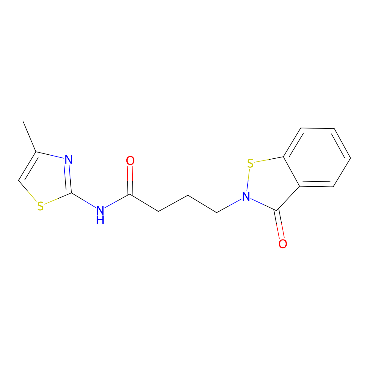 N-[(2Z)-4-methyl-1,3-thiazol-2(3H)-ylidene]-4-(3-oxo-1,2-benzothiazol-2(3H)-yl)butanamide molecular structure, CAS 1190282-34-8