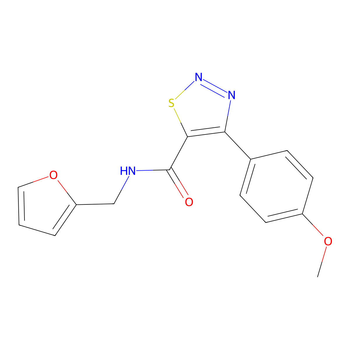 N-(furan-2-ylmethyl)-4-(4-methoxyphenyl)-1,2,3-thiadiazole-5-carboxamide molecular structure, CAS 1190282-50-8