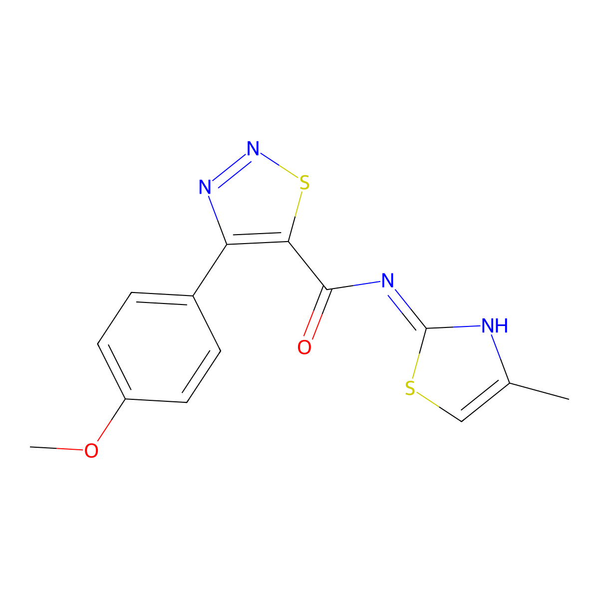 4-(4-methoxyphenyl)-N-[(2Z)-4-methyl-1,3-thiazol-2(3H)-ylidene]-1,2,3-thiadiazole-5-carboxamide molecular structure, CAS 1190282-55-3