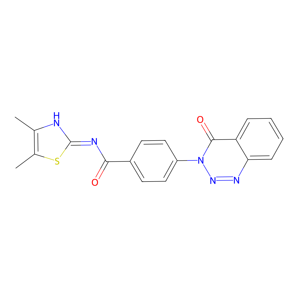 N-[(2Z)-4,5-dimethyl-1,3-thiazol-2(3H)-ylidene]-4-(4-oxo-1,2,3-benzotriazin-3(4H)-yl)benzamide molecular structure, CAS 1190282-65-5