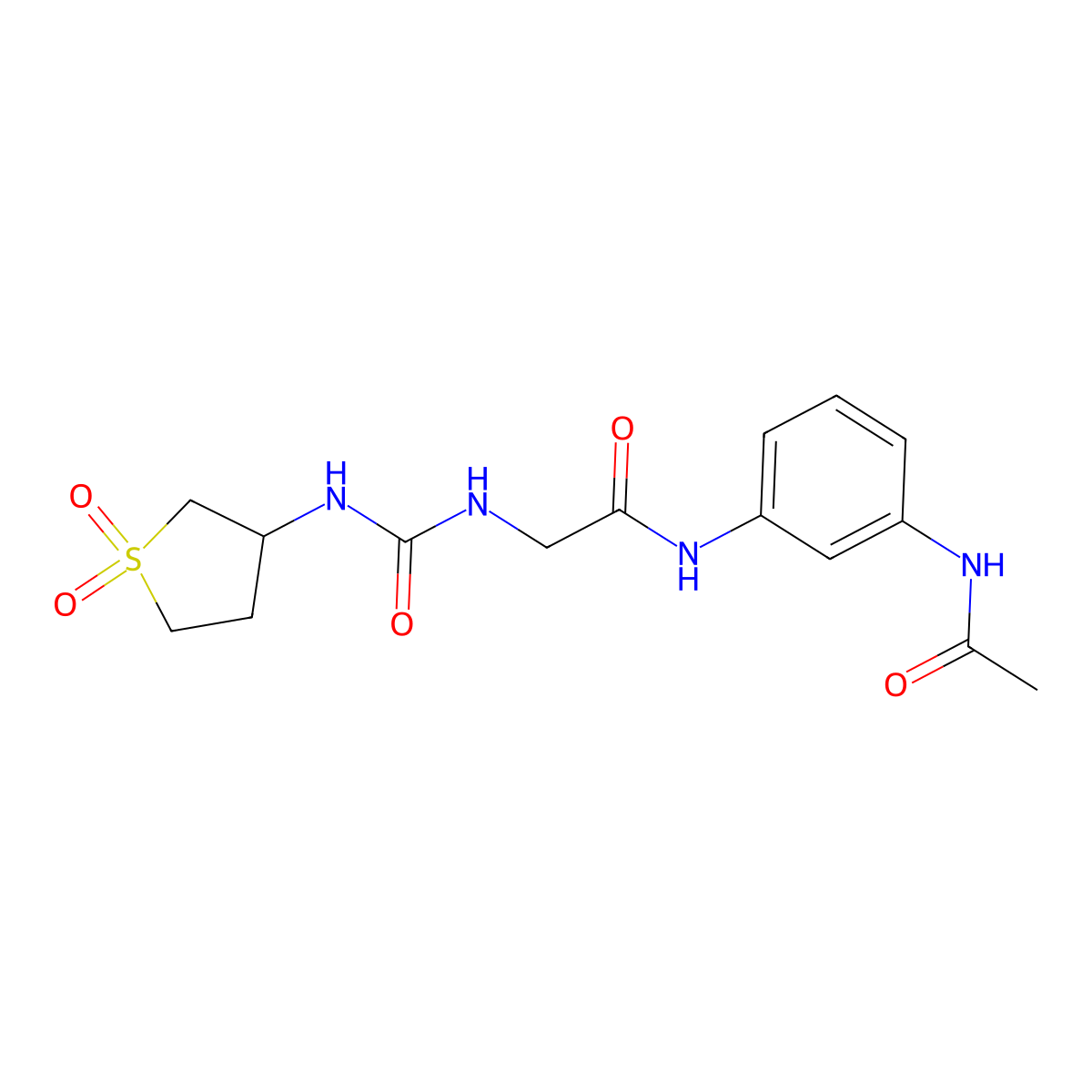 N-[3-(acetylamino)phenyl]-N~2~-[(1,1-dioxidotetrahydrothiophen-3-yl)carbamoyl]glycinamide molecular structure, CAS 1190282-67-7