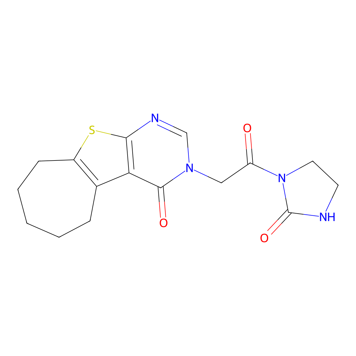 3-[2-oxo-2-(2-oxoimidazolidin-1-yl)ethyl]-3,5,6,7,8,9-hexahydro-4H-cyclohepta[4,5]thieno[2,3-d]pyrimidin-4-one molecular structure, CAS 1190282-86-0