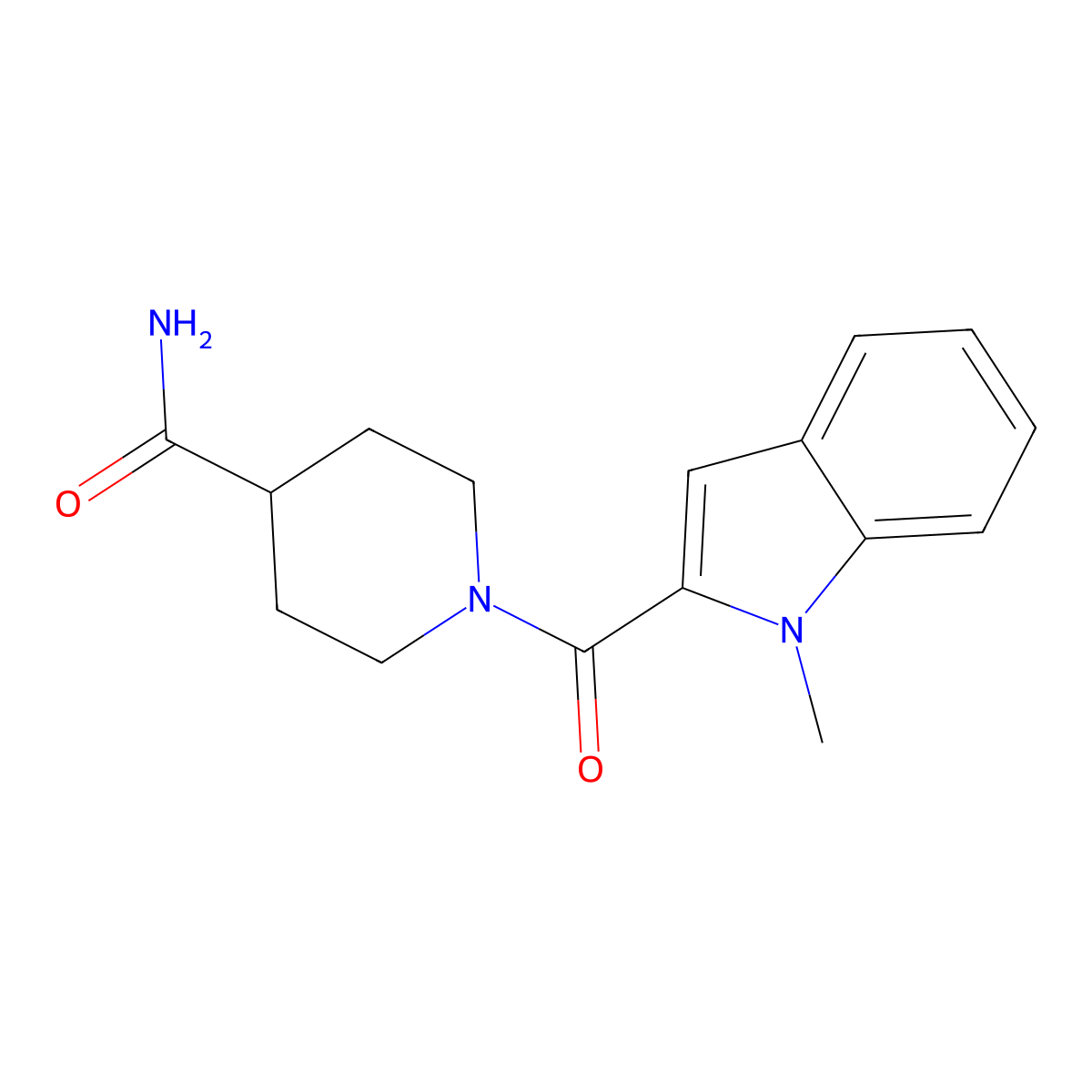1-[(1-methyl-1H-indol-2-yl)carbonyl]piperidine-4-carboxamide molecular structure, CAS 1190282-87-1