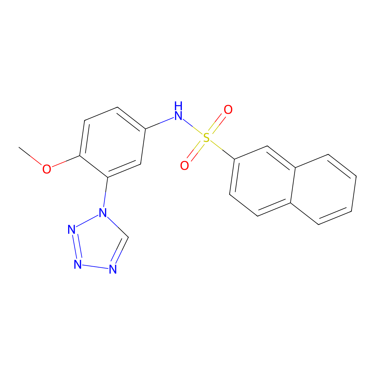 N-[4-methoxy-3-(1H-tetrazol-1-yl)phenyl]naphthalene-2-sulfonamide molecular structure, CAS 1190282-92-8