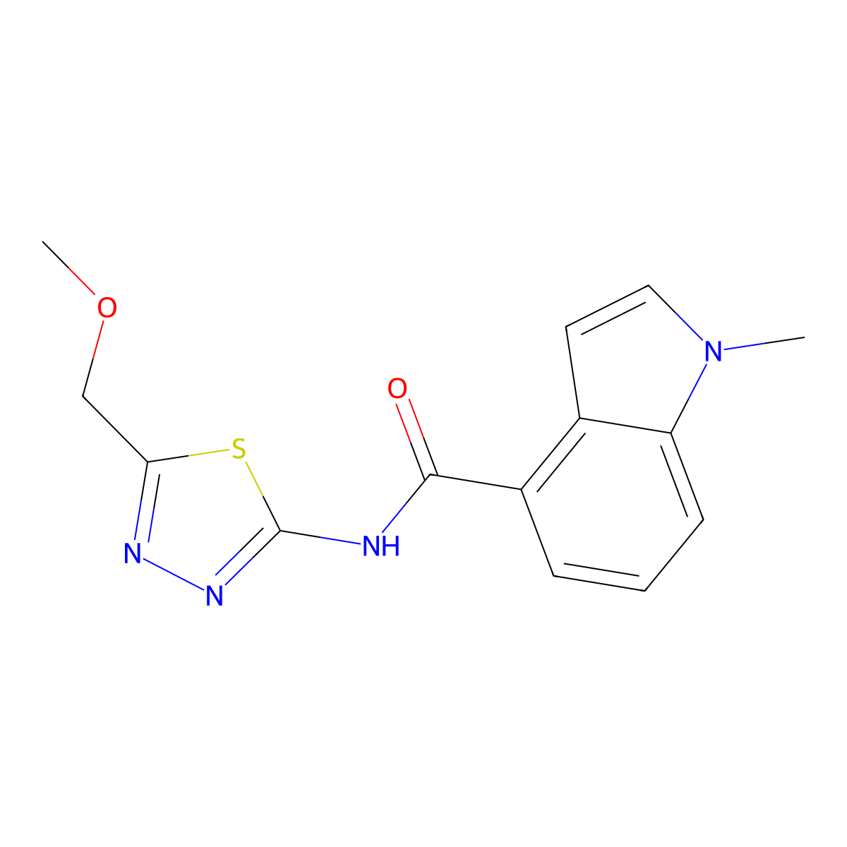 N-[(2E)-5-(methoxymethyl)-1,3,4-thiadiazol-2(3H)-ylidene]-1-methyl-1H-indole-4-carboxamide molecular structure, CAS 1190282-95-1