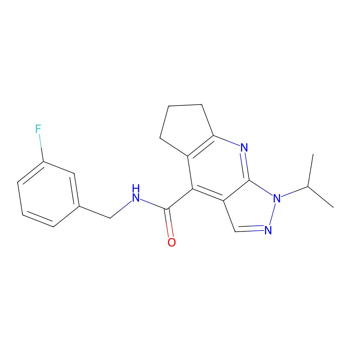 N-(3-fluorobenzyl)-1-isopropyl-1,5,6,7-tetrahydrocyclopenta[b]pyrazolo[4,3-e]pyridine-4-carboxamide molecular structure, CAS 1190282-96-2