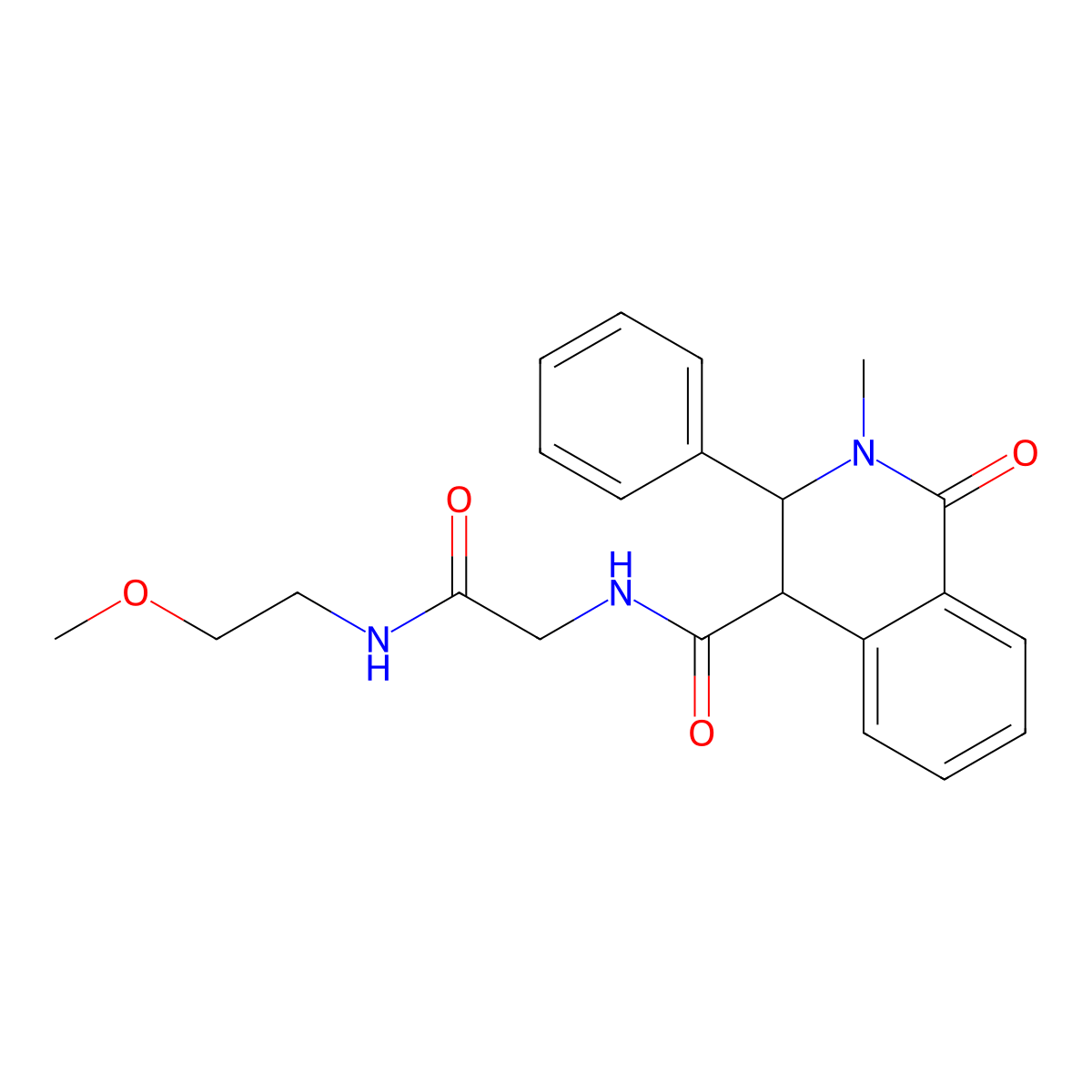 N-{2-[(2-methoxyethyl)amino]-2-oxoethyl}-2-methyl-1-oxo-3-phenyl-1,2,3,4-tetrahydroisoquinoline-4-carboxamide molecular structure, CAS 1190283-07-8