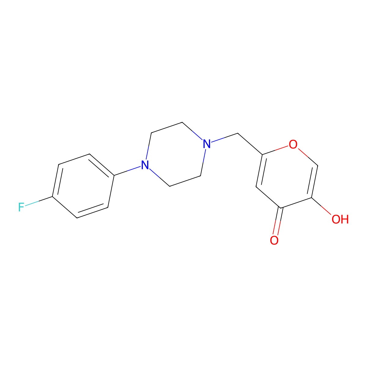 2-[4-(4-Fluoro-phenyl)-piperazin-1-ylmethyl]-5-hydroxy-pyran-4-one molecular structure, CAS 1190283-22-7