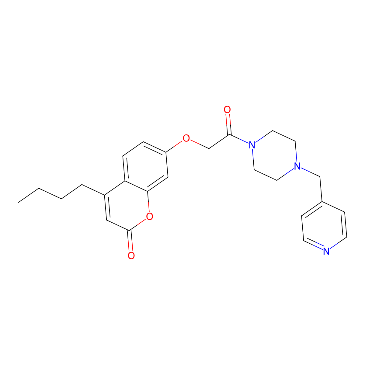 4-butyl-7-{2-oxo-2-[4-(4-pyridinylmethyl)-1-piperazinyl]ethoxy}-2H-chromen-2-one molecular structure, CAS 1190283-26-1