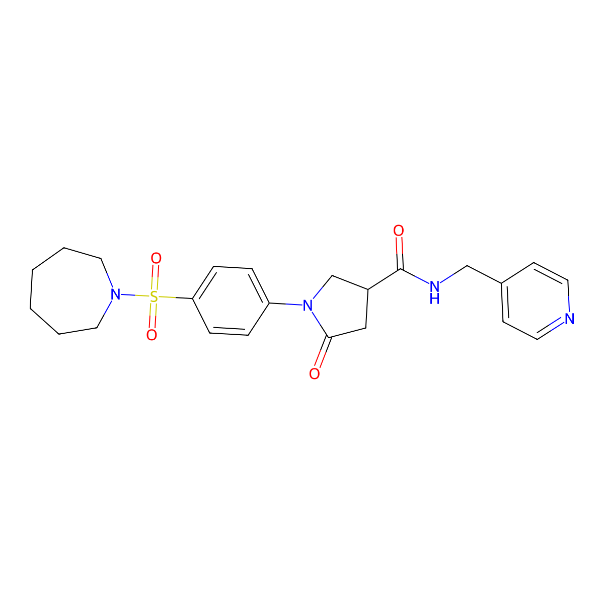 1-[4-(azepan-1-ylsulfonyl)phenyl]-5-oxo-N-(pyridin-4-ylmethyl)pyrrolidine-3-carboxamide molecular structure, CAS 1190283-43-2
