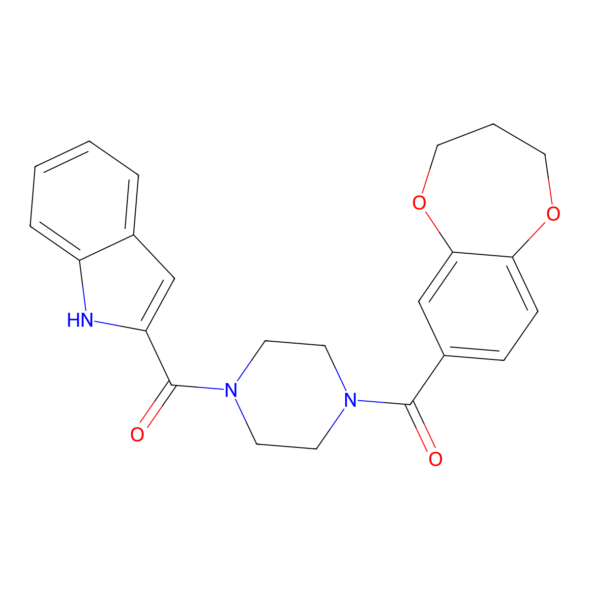 3,4-dihydro-2H-1,5-benzodioxepin-7-yl[4-(1H-indol-2-ylcarbonyl)piperazin-1-yl]methanone molecular structure, CAS 1190283-65-8