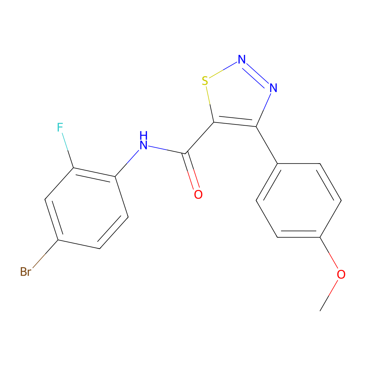 N-(4-bromo-2-fluorophenyl)-4-(4-methoxyphenyl)-1,2,3-thiadiazole-5-carboxamide molecular structure, CAS 1190283-87-4