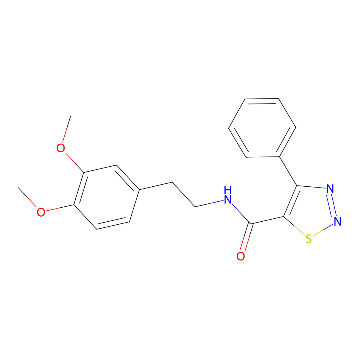 N-[2-(3,4-dimethoxyphenyl)ethyl]-4-phenyl-1,2,3-thiadiazole-5-carboxamide molecular structure, CAS 1190284-23-1