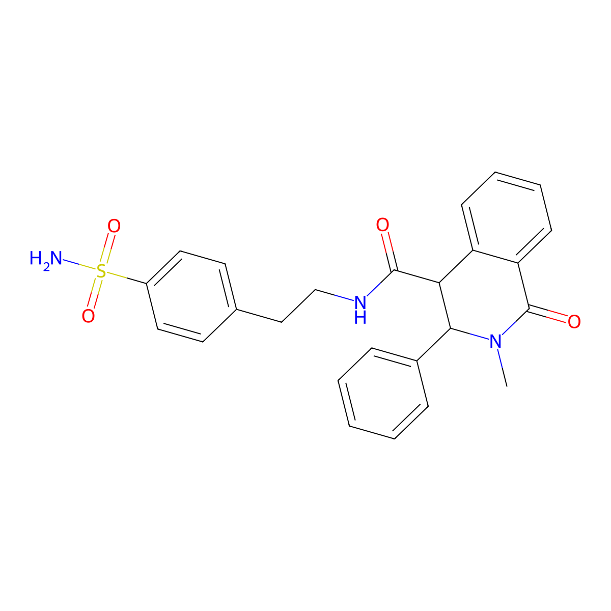 2-methyl-1-oxo-3-phenyl-N-[2-(4-sulfamoylphenyl)ethyl]-1,2,3,4-tetrahydroisoquinoline-4-carboxamide molecular structure, CAS 1190284-36-6