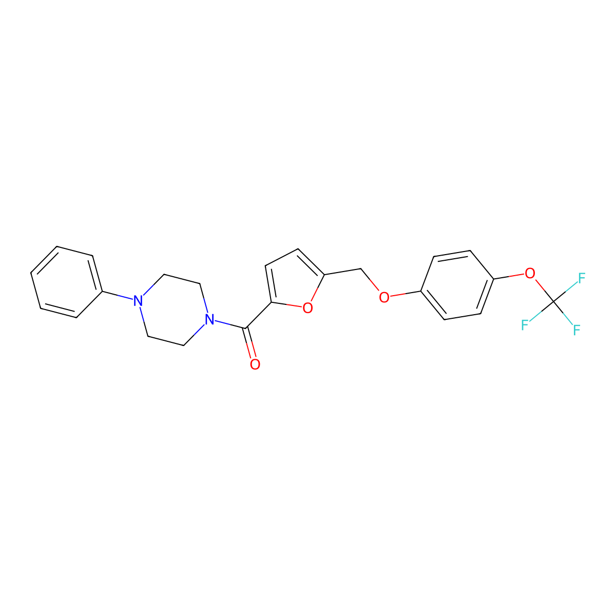 (4-Phenylpiperazin-1-yl)(5-{[4-(trifluoromethoxy)phenoxy]methyl}furan-2-yl)methanone molecular structure, CAS 1190284-46-8