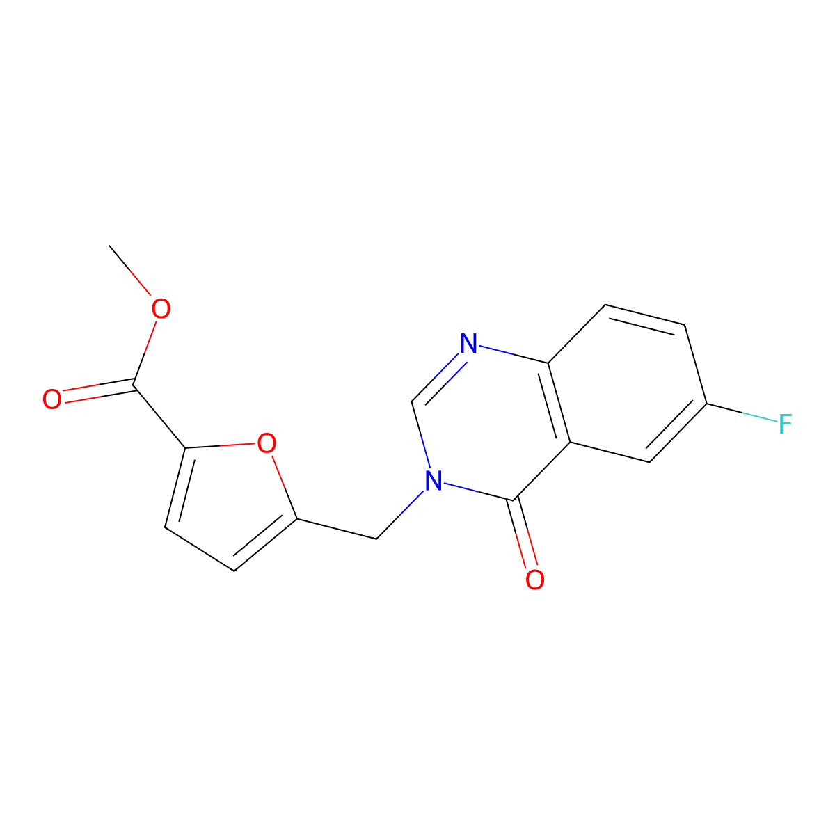 methyl 5-[(6-fluoro-4-oxoquinazolin-3(4H)-yl)methyl]furan-2-carboxylate molecular structure, CAS 1190284-59-3
