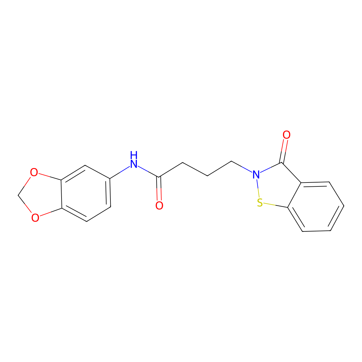 N-(1,3-benzodioxol-5-yl)-4-(3-oxo-1,2-benzothiazol-2(3H)-yl)butanamide molecular structure, CAS 1190284-86-6