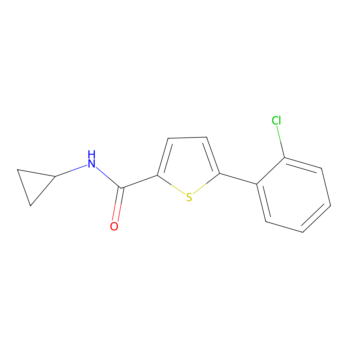 5-(2-chlorophenyl)-N-cyclopropylthiophene-2-carboxamide molecular structure, CAS 1190284-92-4