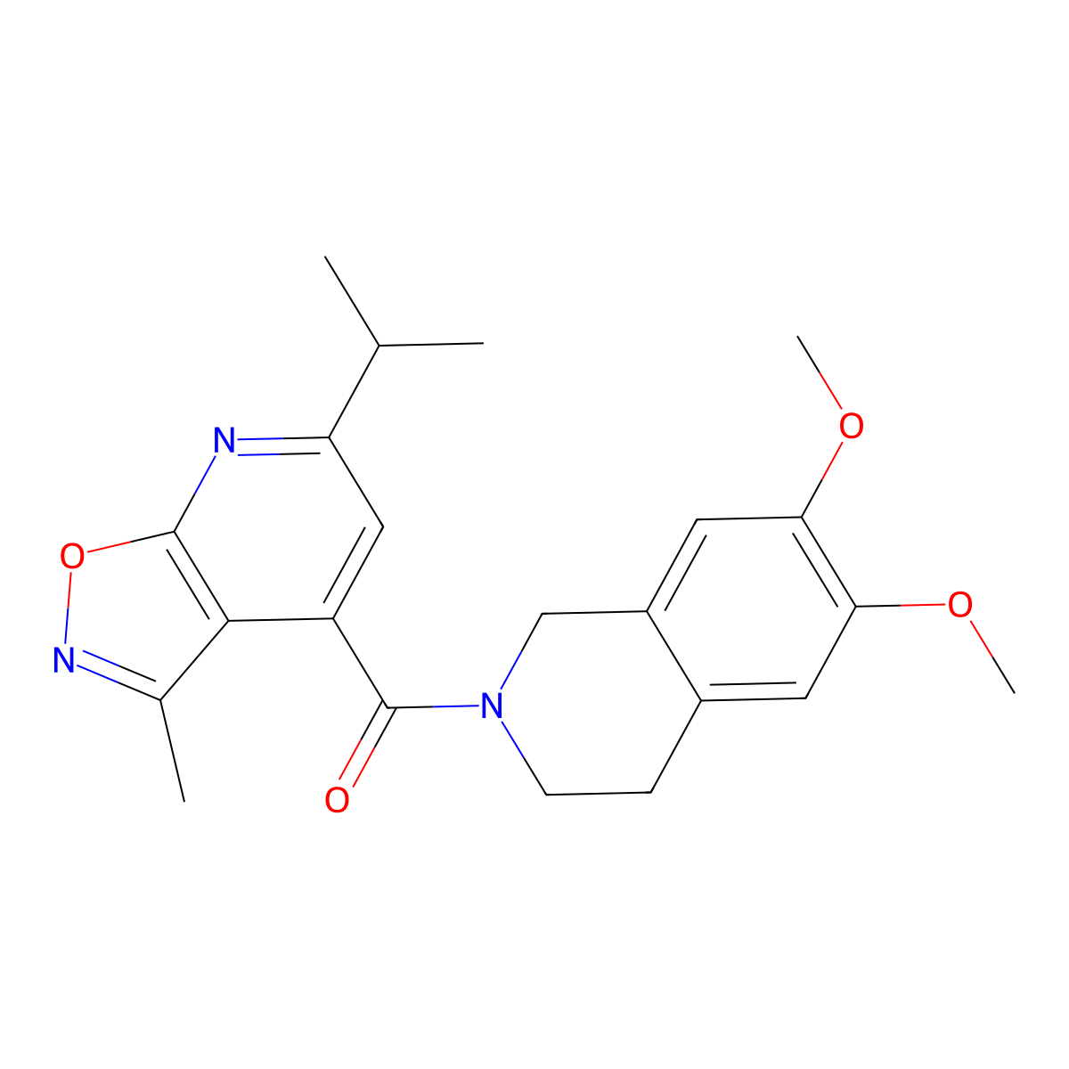 (6,7-dimethoxy-3,4-dihydroisoquinolin-2(1H)-yl)[3-methyl-6-(propan-2-yl)[1,2]oxazolo[5,4-b]pyridin-4-yl]methanone molecular structure, CAS 1190285-52-9