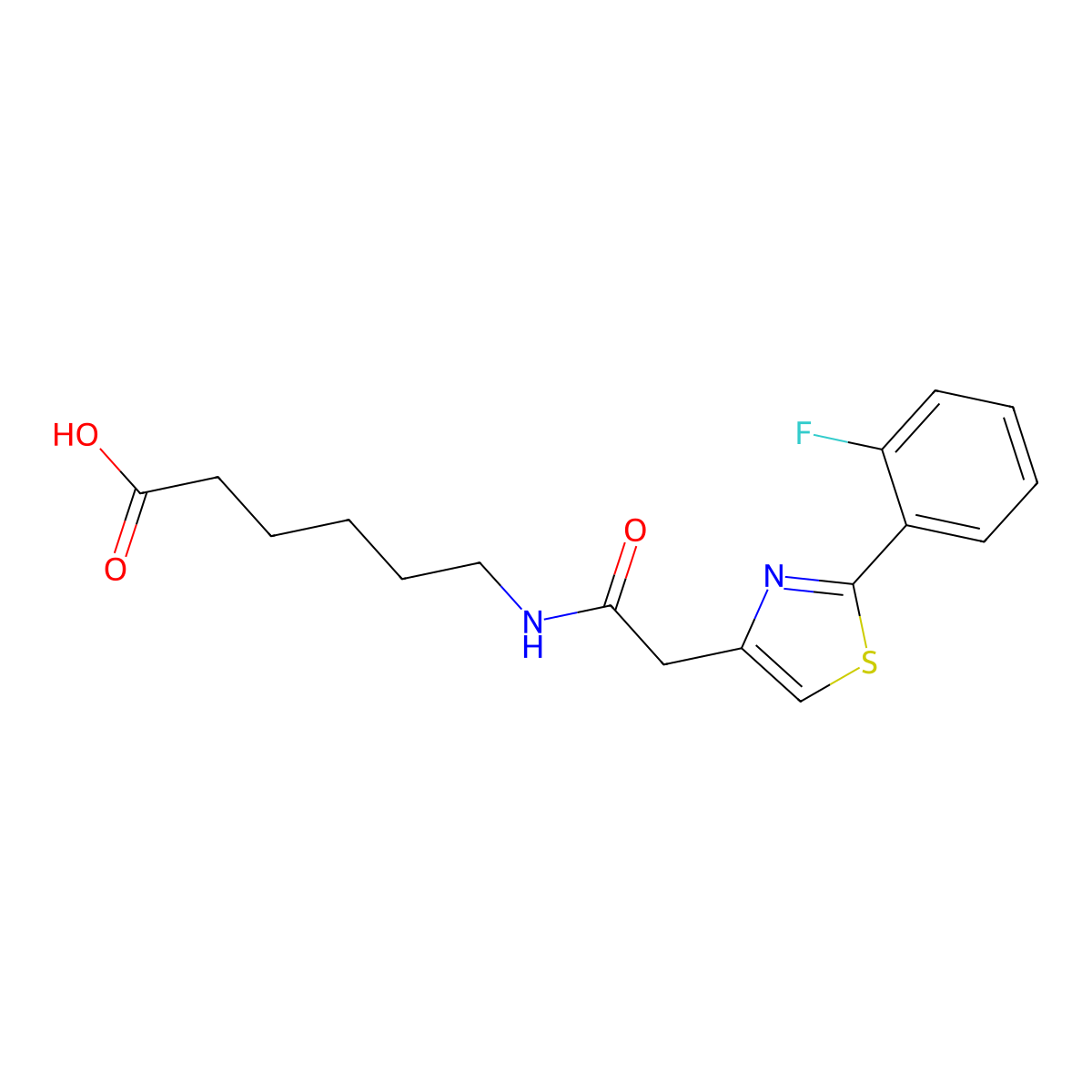 6-({[2-(2-Fluorophenyl)-1,3-thiazol-4-yl]acetyl}amino)hexanoic acid molecular structure, CAS 1190285-59-6