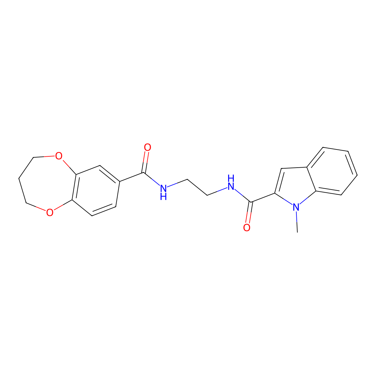N-{2-[(3,4-dihydro-2H-1,5-benzodioxepin-7-ylcarbonyl)amino]ethyl}-1-methyl-1H-indole-2-carboxamide molecular structure, CAS 1190285-73-4