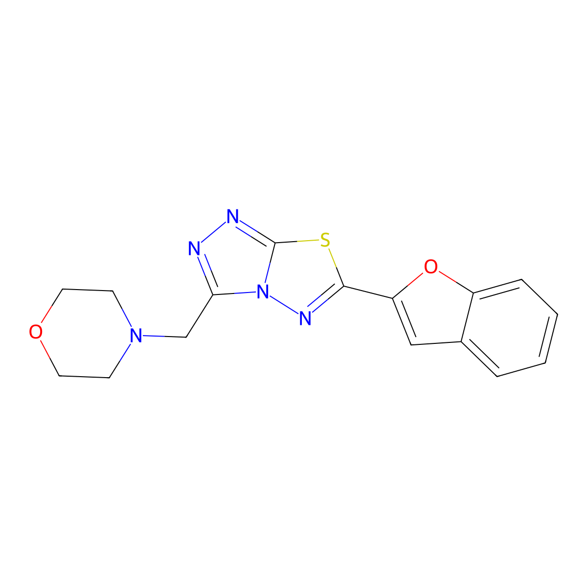 6-(1-Benzofuran-2-yl)-3-(4-morpholinylmethyl)[1,2,4]triazolo[3,4-b][1,3,4]thiadiazole molecular structure, CAS 1190285-76-7