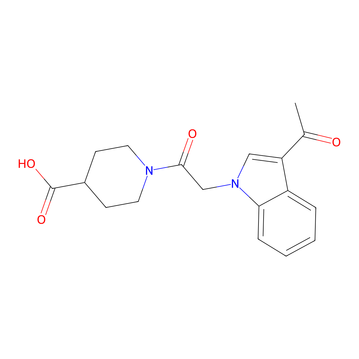 1-[(3-acetyl-1H-indol-1-yl)acetyl]piperidine-4-carboxylic acid molecular structure, CAS 1190286-03-3