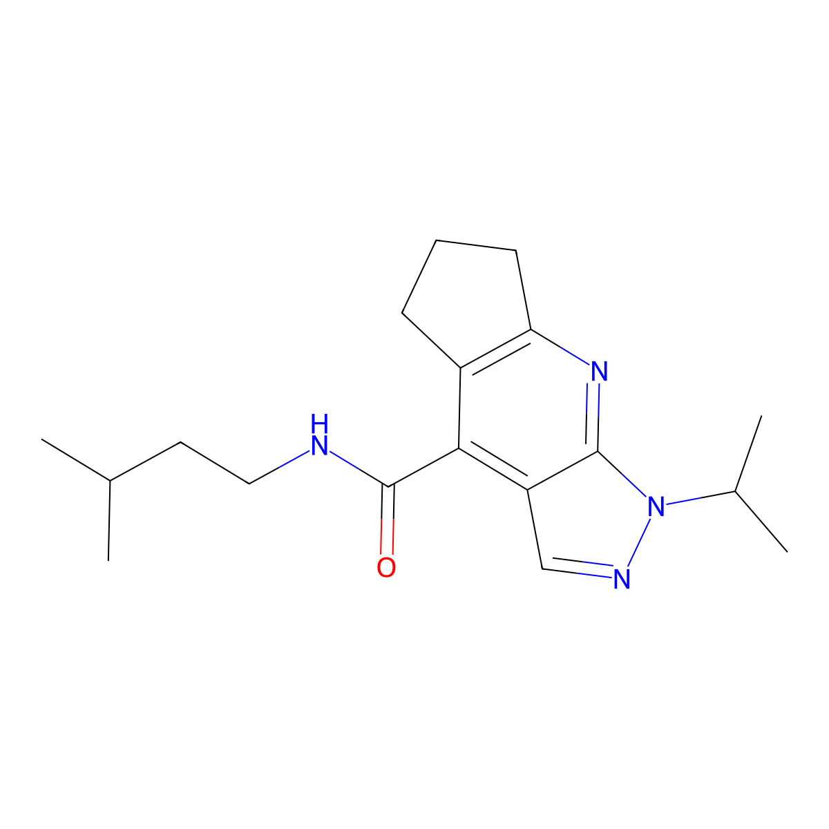 N-isopentyl-1-isopropyl-1,5,6,7-tetrahydrocyclopenta[b]pyrazolo[4,3-e]pyridine-4-carboxamide molecular structure, CAS 1190286-05-5