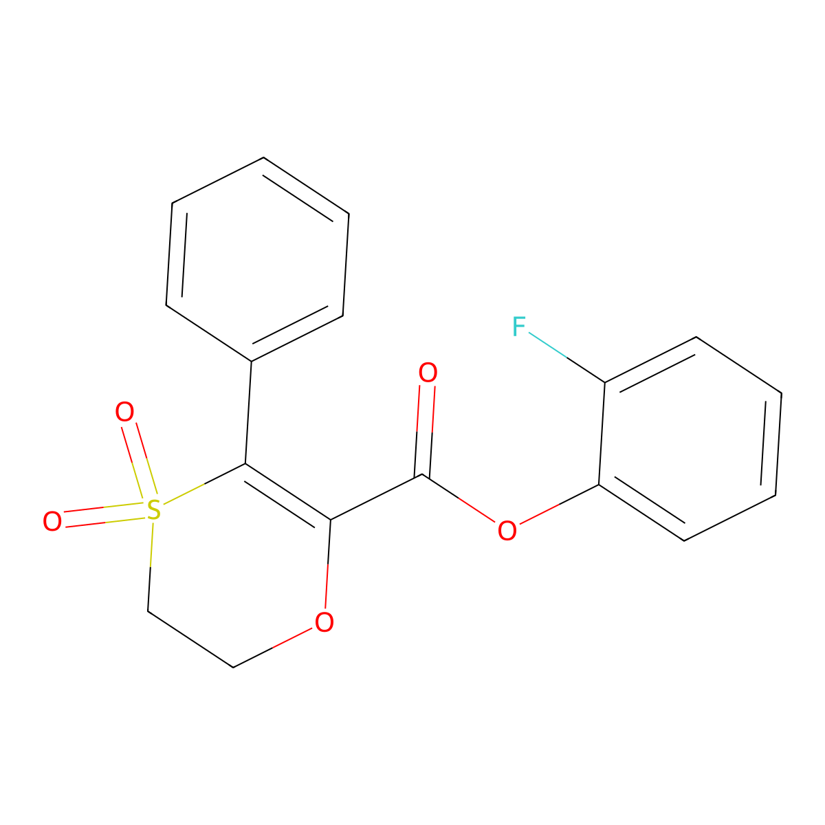 2-Fluorophenyl 3-phenyl-5,6-dihydro-1,4-oxathiine-2-carboxylate 4,4-dioxide molecular structure, CAS 1190286-10-2