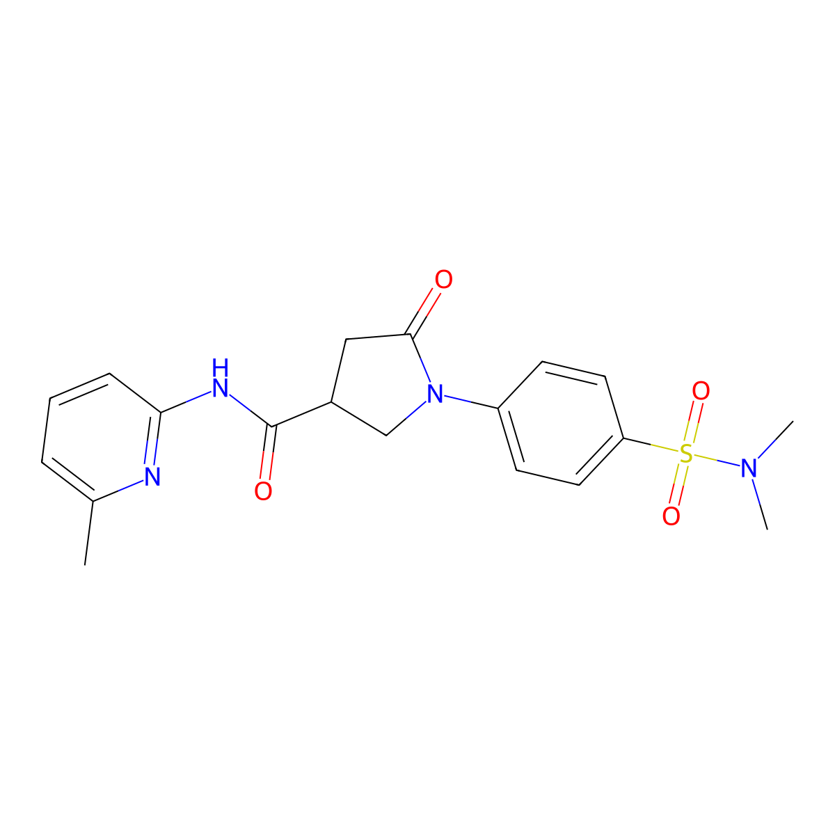 1-[4-(dimethylsulfamoyl)phenyl]-N-(6-methylpyridin-2-yl)-5-oxopyrrolidine-3-carboxamide molecular structure, CAS 1190286-13-5