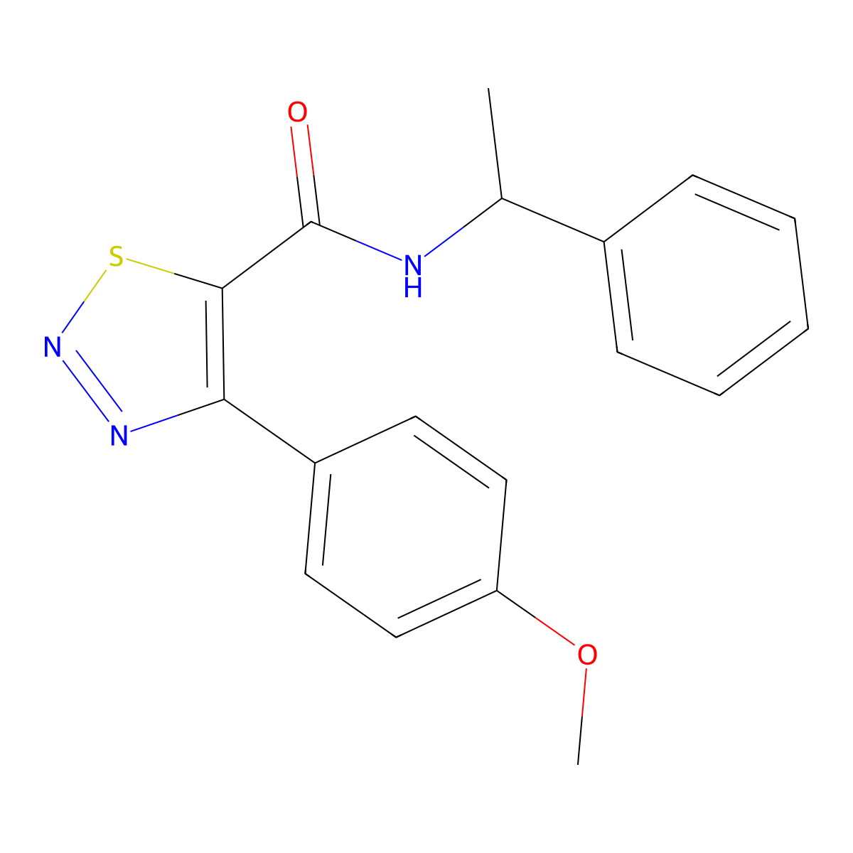 4-(4-methoxyphenyl)-N-(1-phenylethyl)-1,2,3-thiadiazole-5-carboxamide molecular structure, CAS 1190286-20-4