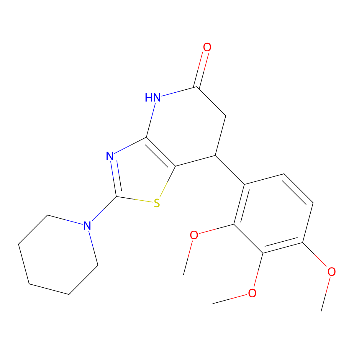 2-(piperidin-1-yl)-7-(2,3,4-trimethoxyphenyl)-6,7-dihydrothiazolo[4,5-b]pyridin-5(4H)-one molecular structure, CAS 1190286-28-2