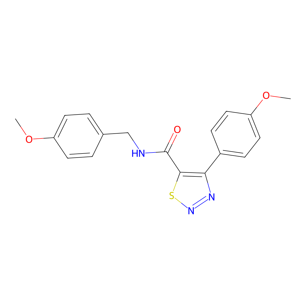 N-(4-methoxybenzyl)-4-(4-methoxyphenyl)-1,2,3-thiadiazole-5-carboxamide molecular structure, CAS 1190286-45-3
