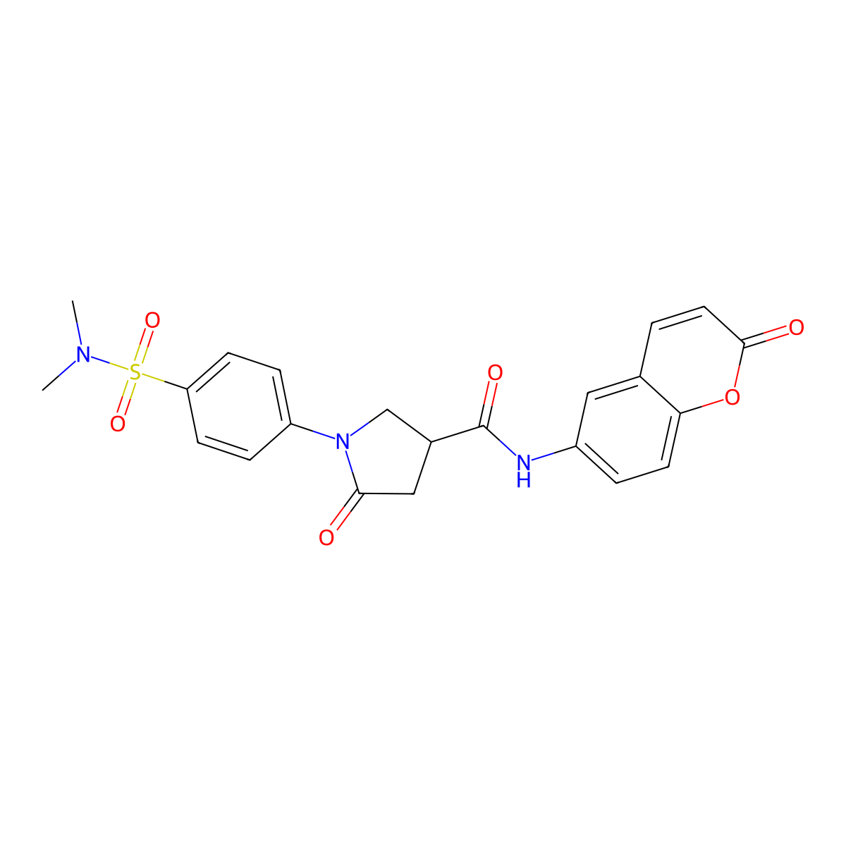 1-[4-(dimethylsulfamoyl)phenyl]-5-oxo-N-(2-oxo-2H-chromen-6-yl)pyrrolidine-3-carboxamide molecular structure, CAS 1190286-82-8