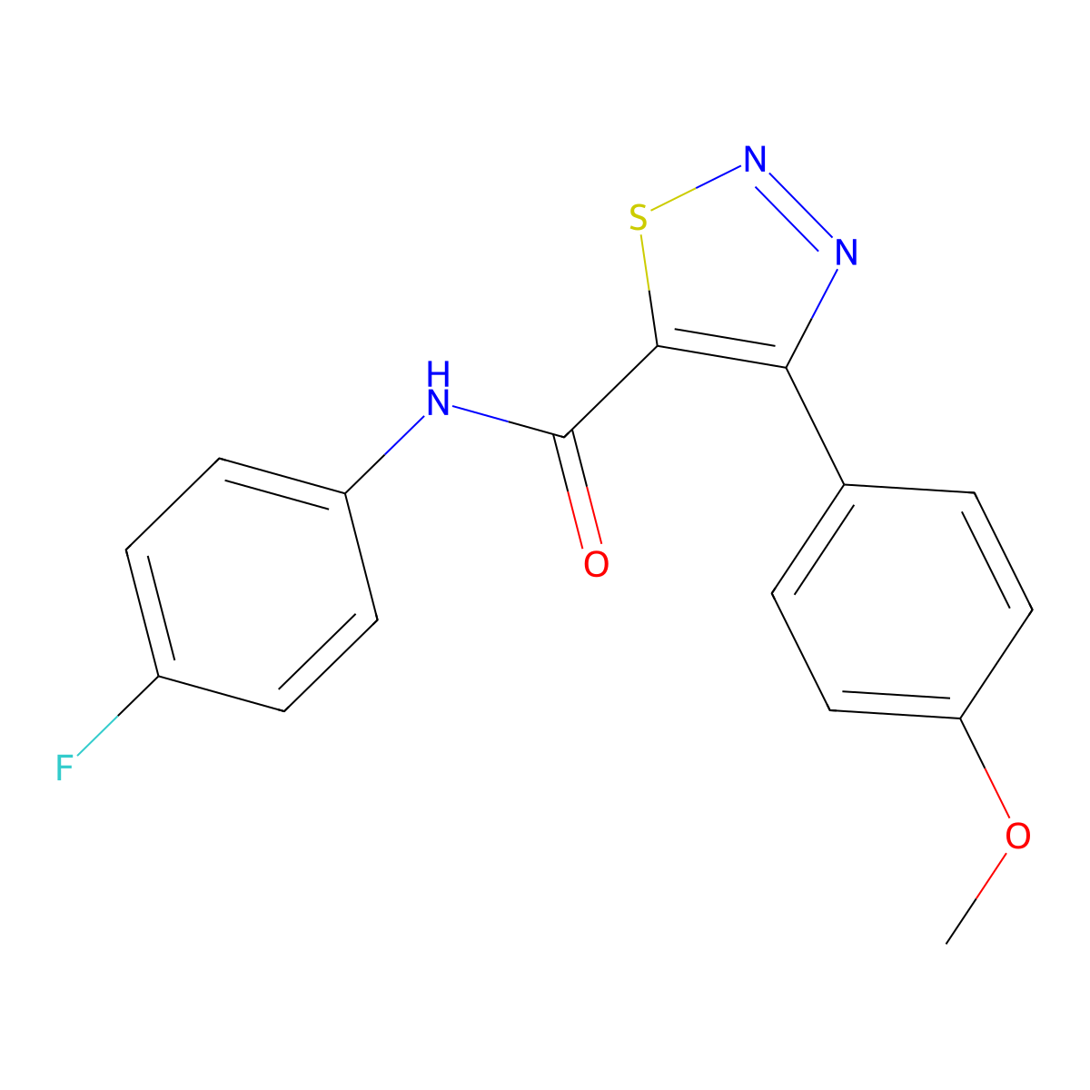 N-(4-fluorophenyl)-4-(4-methoxyphenyl)-1,2,3-thiadiazole-5-carboxamide molecular structure, CAS 1190287-07-0