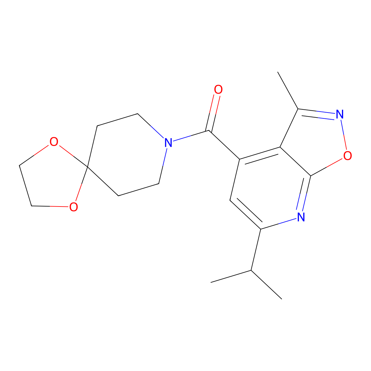 8-[(6-Isopropyl-3-methylisoxazolo[5,4-b]pyridin-4-yl)carbonyl]-1,4-dioxa-8-azaspiro[4.5]decane molecular structure, CAS 1190287-20-7