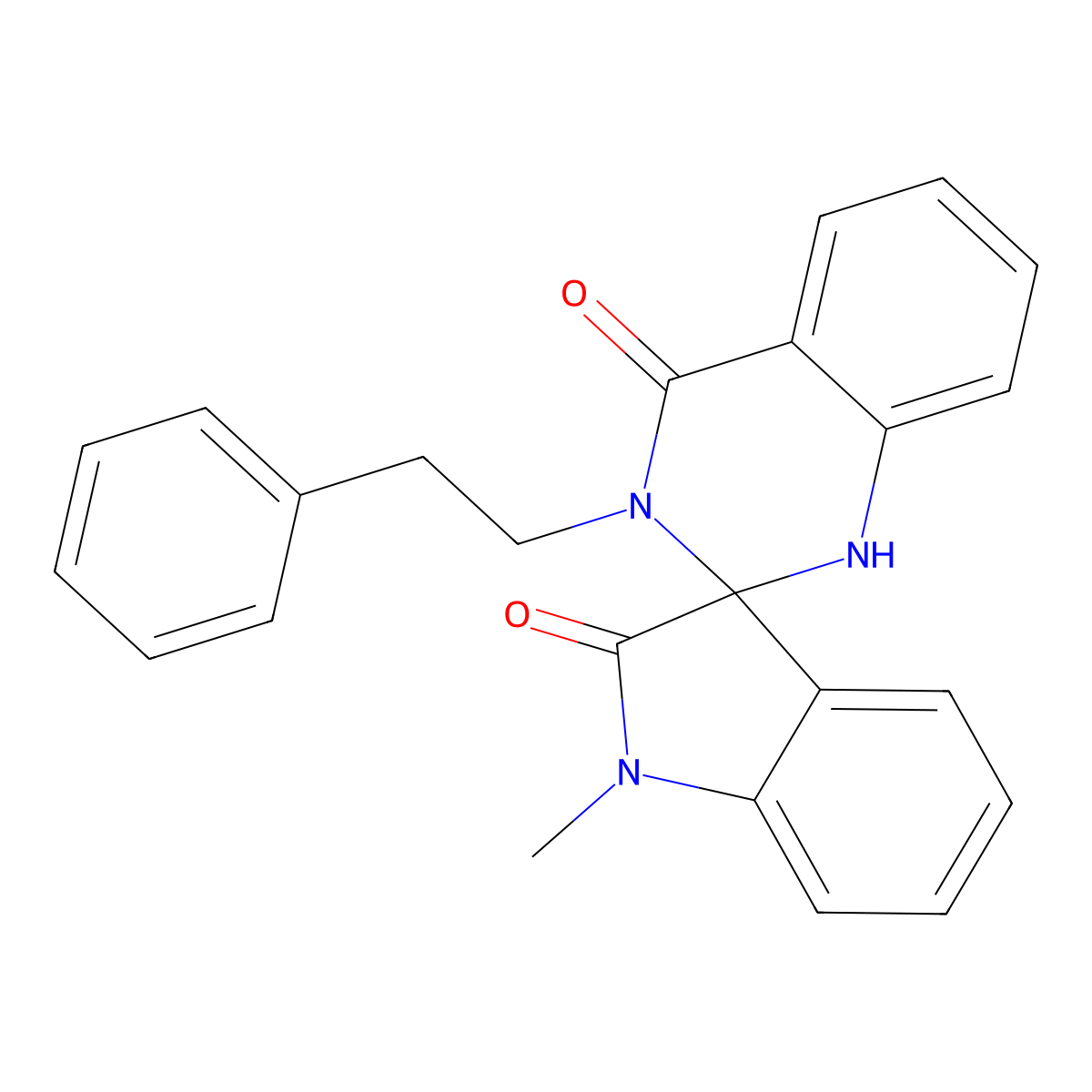 1-methyl-3'-(2-phenylethyl)-1'H-spiro[indole-3,2'-quinazoline]-2,4'(1H,3'H)-dione molecular structure, CAS 1190287-26-3