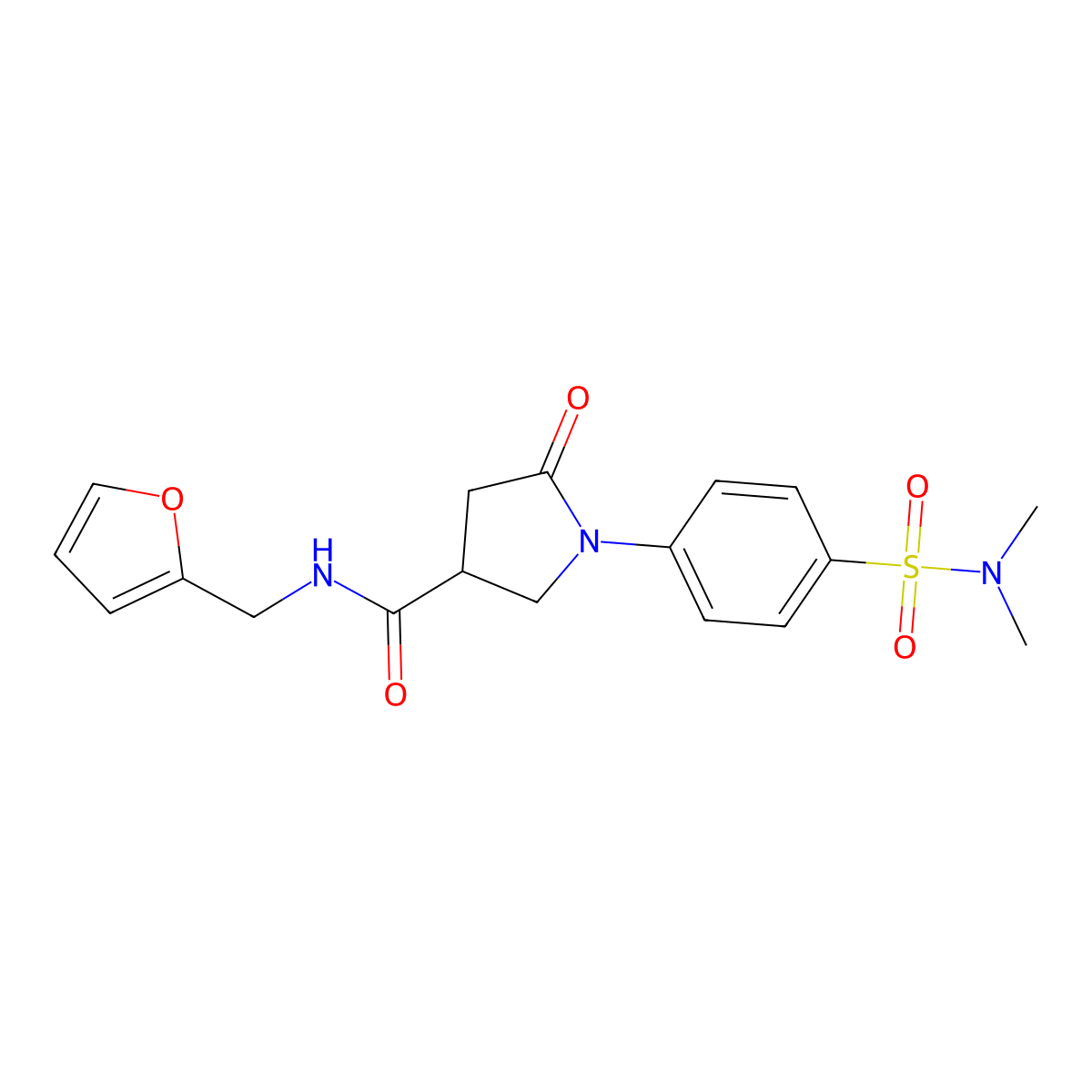 1-[4-(dimethylsulfamoyl)phenyl]-N-(furan-2-ylmethyl)-5-oxopyrrolidine-3-carboxamide molecular structure, CAS 1190287-33-2