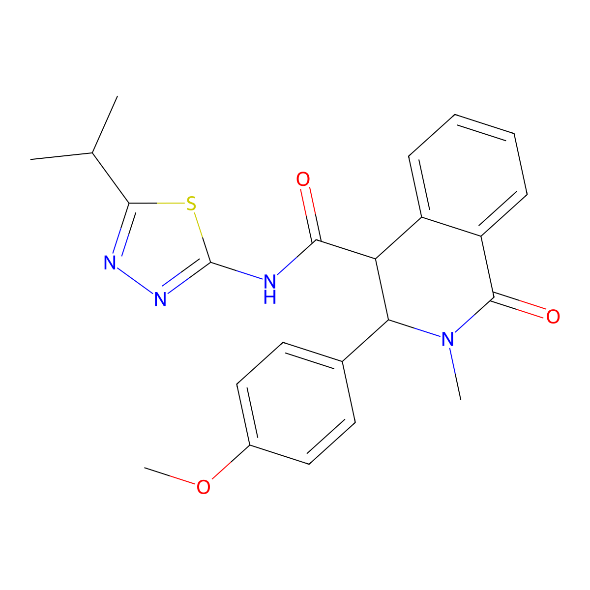 3-(4-methoxyphenyl)-2-methyl-1-oxo-N-[(2Z)-5-(propan-2-yl)-1,3,4-thiadiazol-2(3H)-ylidene]-1,2,3,4-tetrahydroisoquinoline-4-carboxamide molecular structure, CAS 1190287-34-3