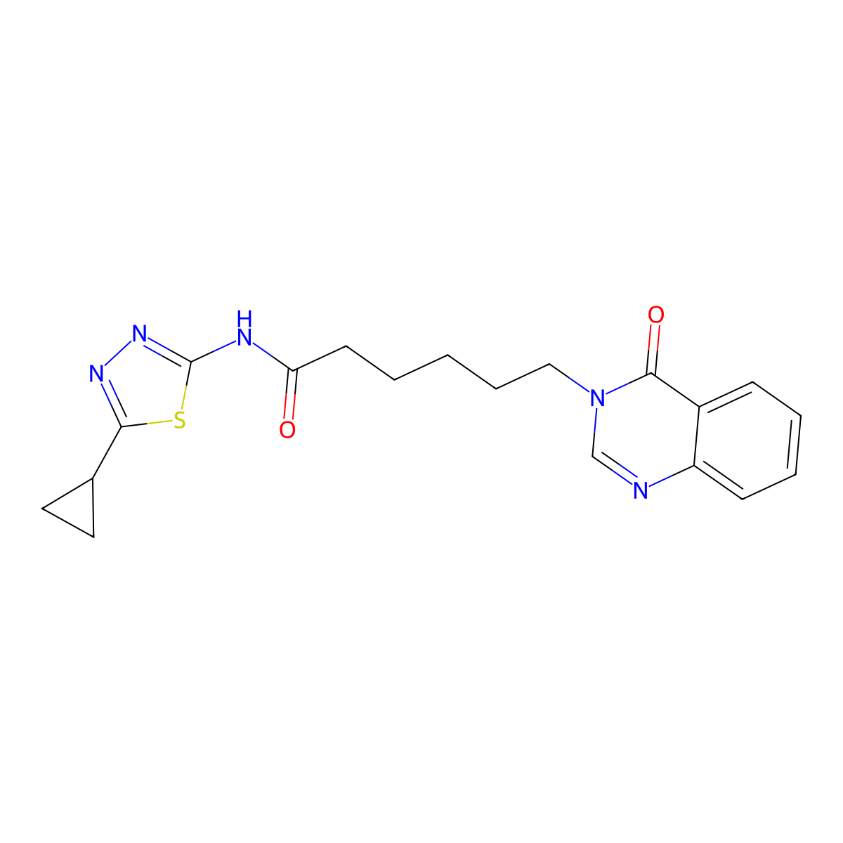 N-(5-cyclopropyl-1,3,4-thiadiazol-2-yl)-6-(4-oxoquinazolin-3(4H)-yl)hexanamide molecular structure, CAS 1190287-37-6