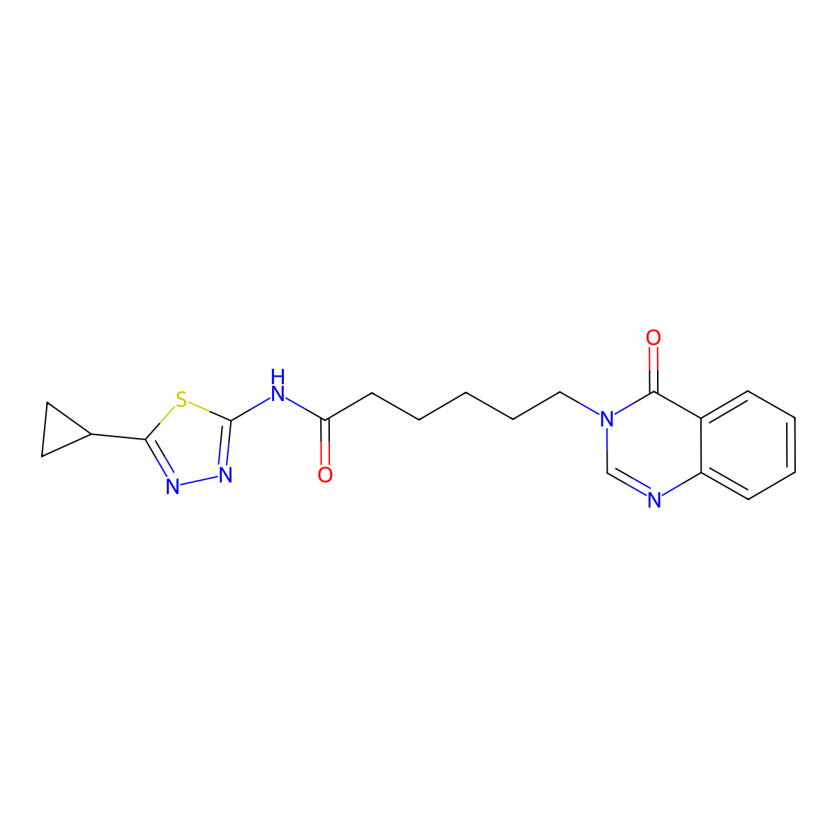 N-(5-cyclopropyl-1,3,4-thiadiazol-2-yl)-6-(4-oxoquinazolin-3(4H)-yl)hexanamide molecular structure, CAS 1190287-37-6