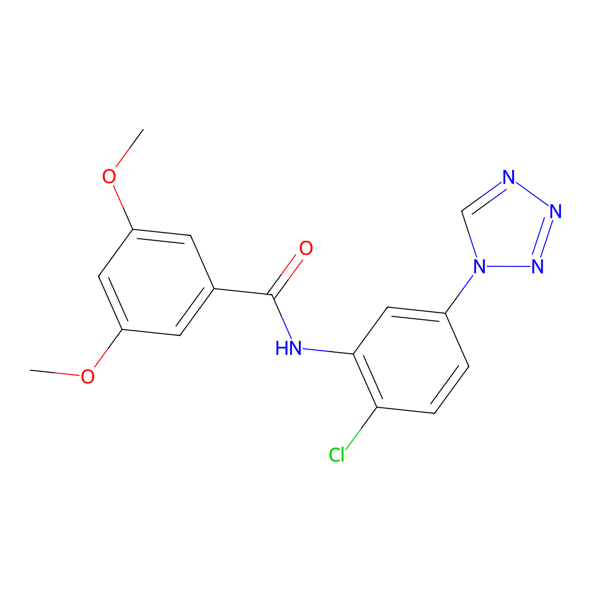 N-[2-chloro-5-(1H-tetrazol-1-yl)phenyl]-3,5-dimethoxybenzamide molecular structure, CAS 1190287-41-2