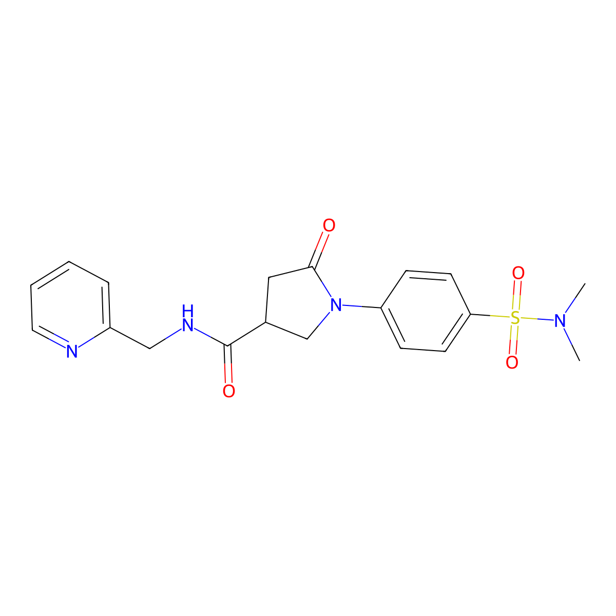 1-[4-(dimethylsulfamoyl)phenyl]-5-oxo-N-(pyridin-2-ylmethyl)pyrrolidine-3-carboxamide molecular structure, CAS 1190287-47-8