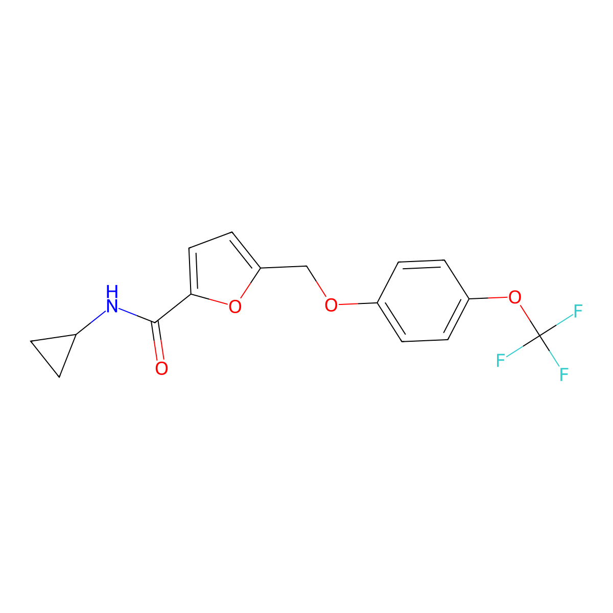 N-cyclopropyl-5-{[4-(trifluoromethoxy)phenoxy]methyl}-2-furamide molecular structure, CAS 1190287-69-4