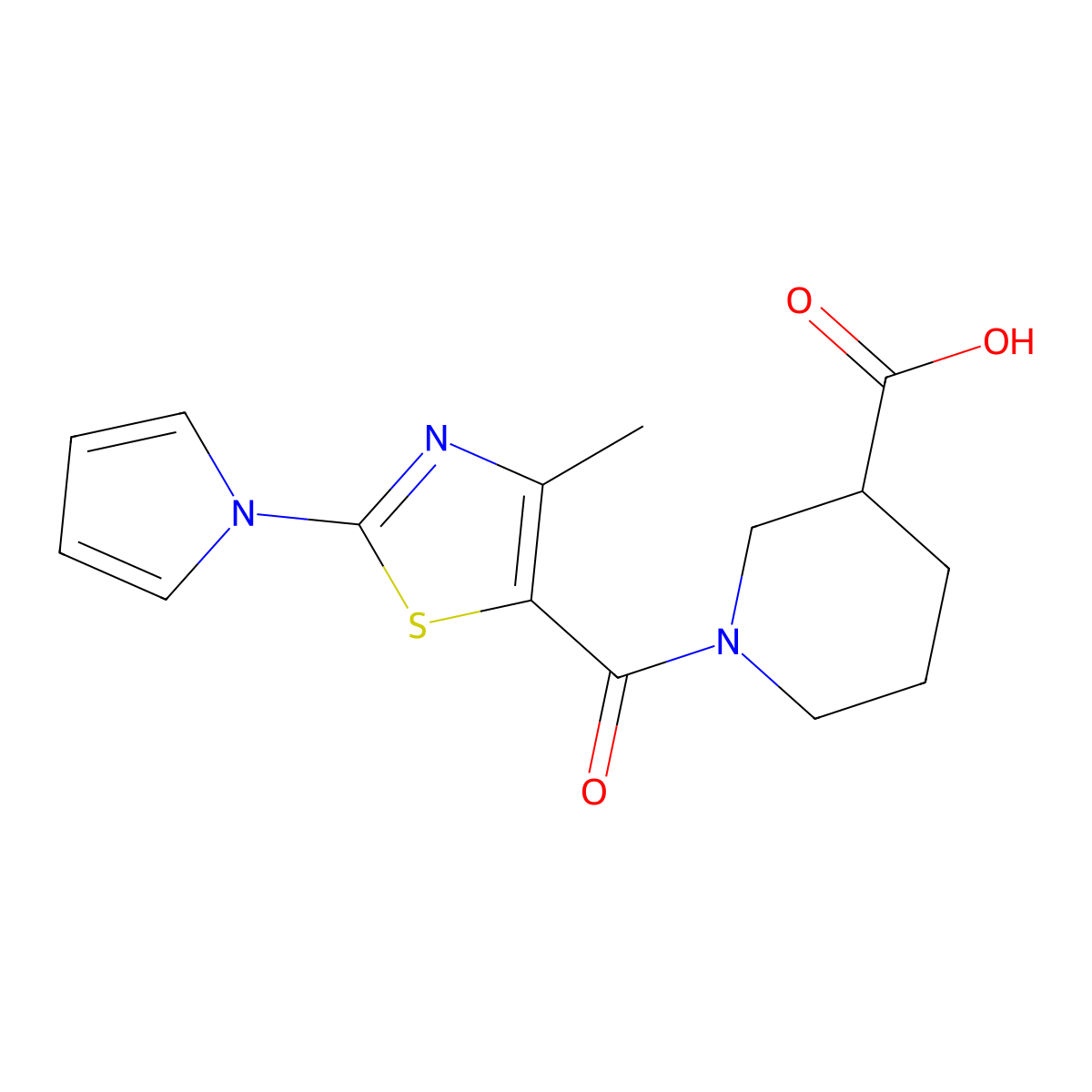 1-{[4-methyl-2-(1H-pyrrol-1-yl)-1,3-thiazol-5-yl]carbonyl}piperidine-3-carboxylic acid molecular structure, CAS 1190287-80-9