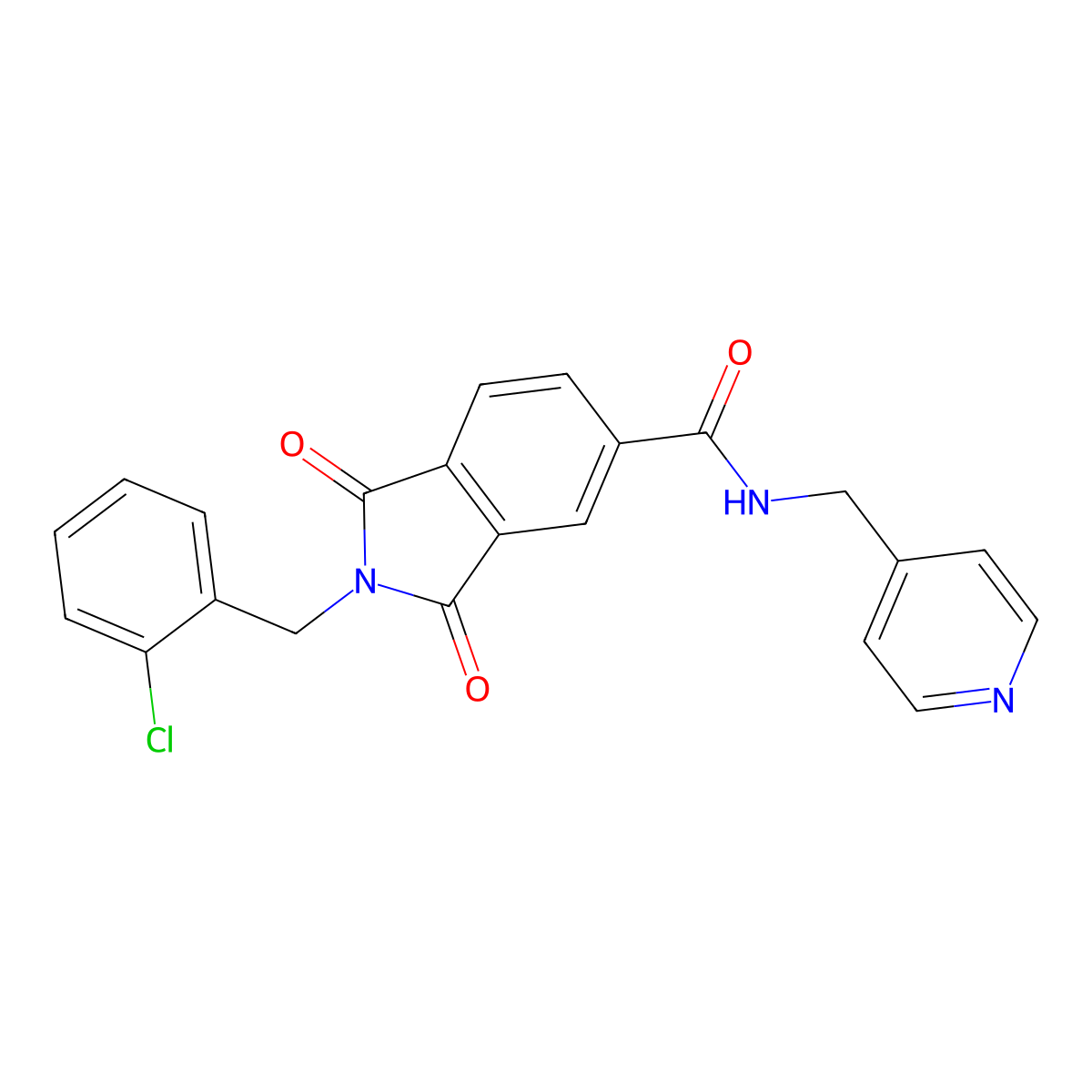2-(2-chlorobenzyl)-1,3-dioxo-N-(pyridin-4-ylmethyl)-2,3-dihydro-1H-isoindole-5-carboxamide molecular structure, CAS 1190287-84-3